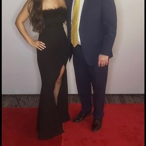 Feathered trim Maxi Gown